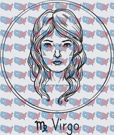 Virgo Zodiac Sign Woman Circle Portrait (DTF)