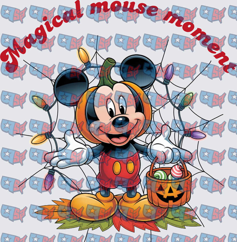 Halloween Cartoon Mouse Pumpkin Spiderweb Candy Bucket (DTF)