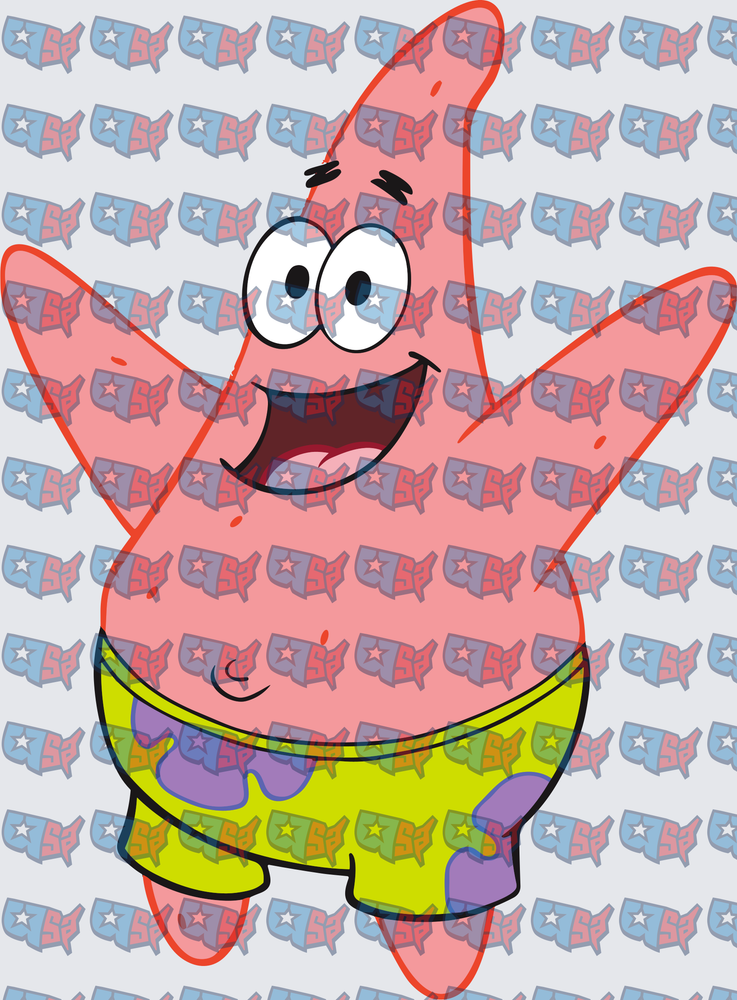 Happy Pink Starfish Character In Colorful Shorts (DTF)