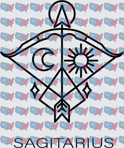 Sagittarius Zodiac Bow Arrow Sun Moon Symbol (DTF)