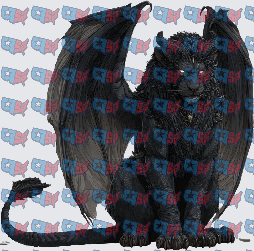 Dark Winged Panther Fantasy Beast With Horns (DTF)