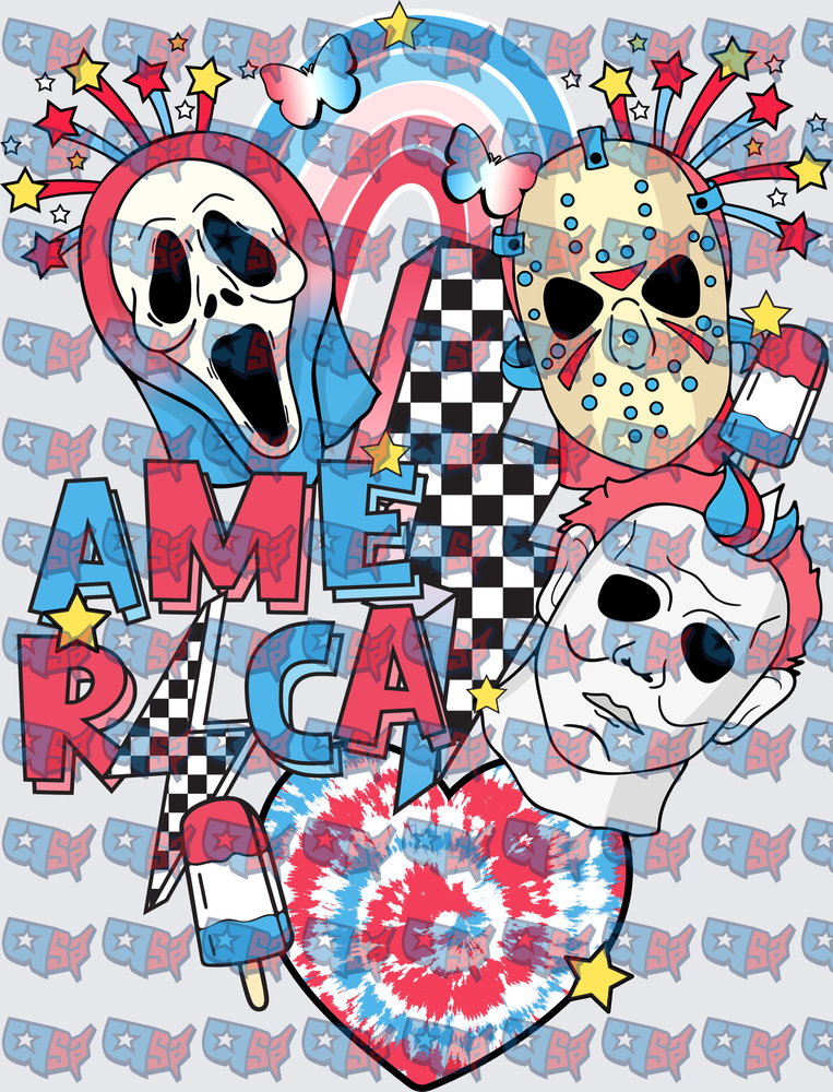 America Horror Icons Patriotic Fourth of July (DTF)
