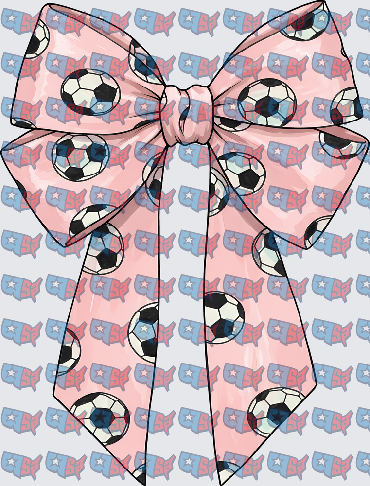 Pink Soccer Ball Pattern Bow (DTF)