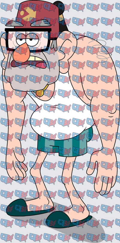 Grumpy Old Man Cartoon Grandpa In Slippers (DTF)