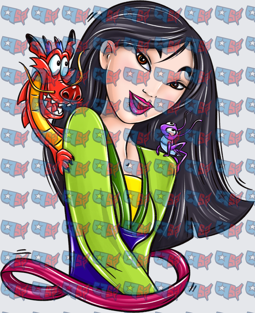Warrior Princess With Red Dragon And Cricket (DTF)