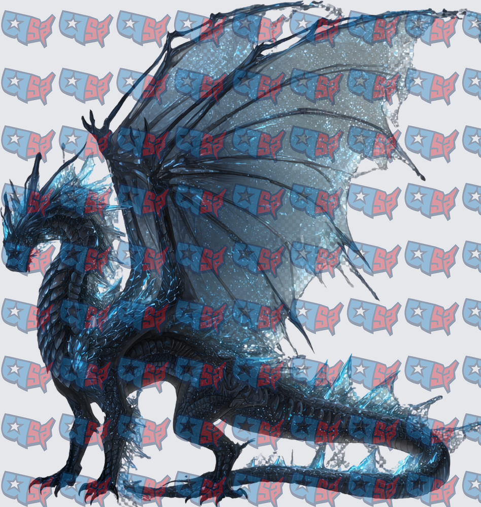 Dark Blue Ice Dragon With Crystal Wings (DTF)