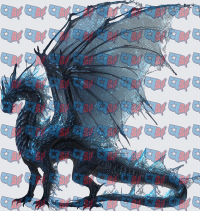 Dark Blue Ice Dragon With Crystal Wings (DTF)