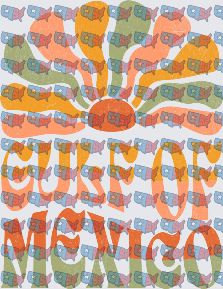 Retro Groovy Surf Mexico Wavy Sun Design (DTF)