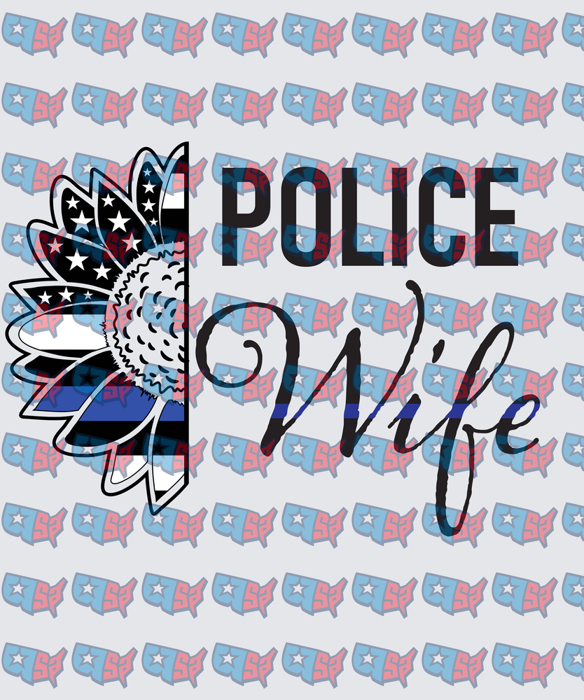 Police Wife Thin Blue Line Sunflower (DTF)