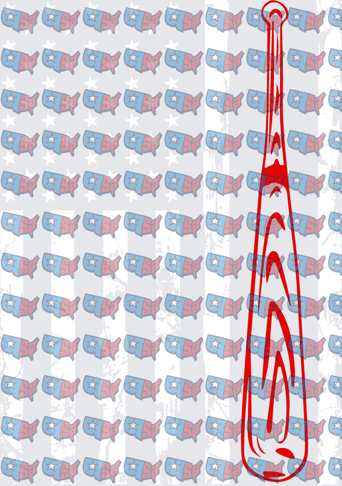 Red Baseball Bat American Flag Patriotic Design (DTF)