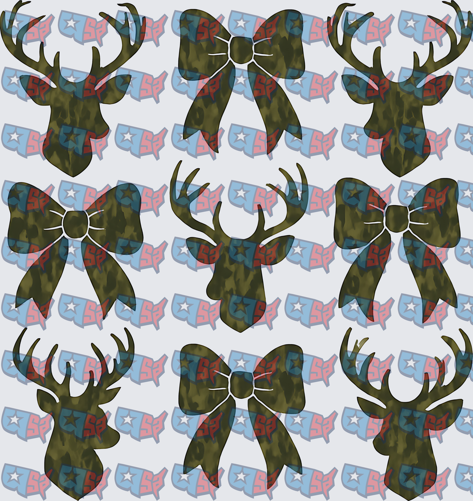 Camo Deer Head and Bow Pattern (DTF)