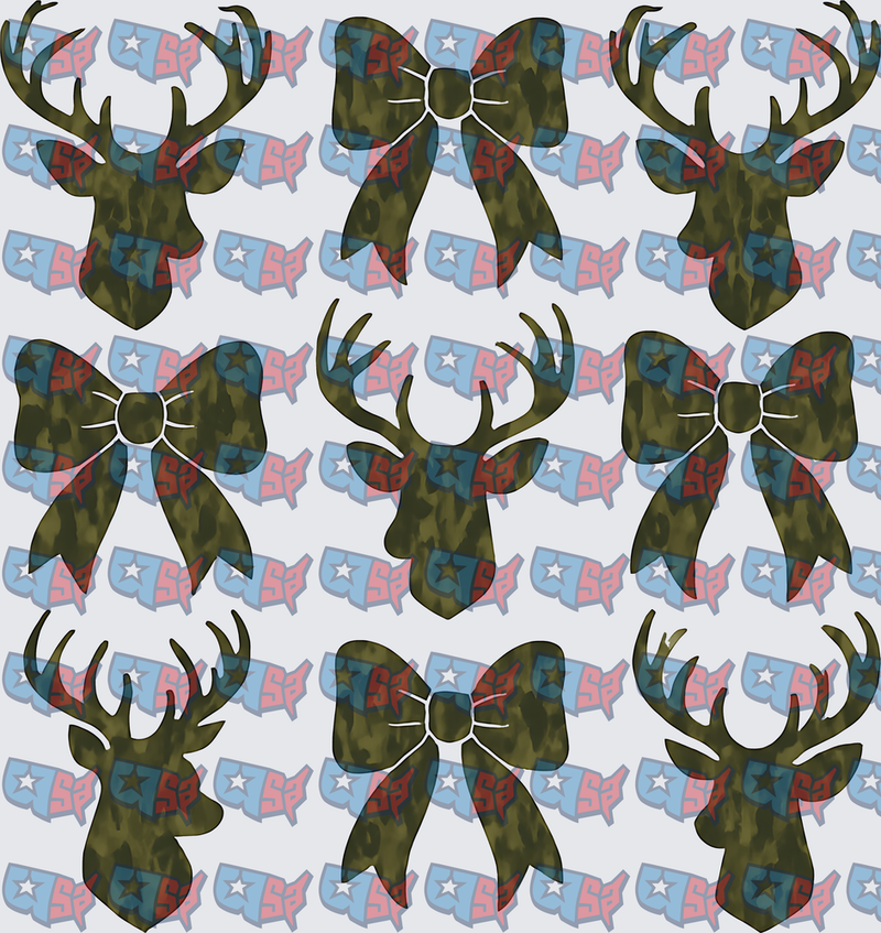 Camo Deer Head and Bow Pattern (DTF)