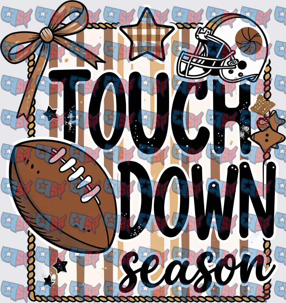 Touchdown Season Football Helmet Bow Rope Border (DTF)