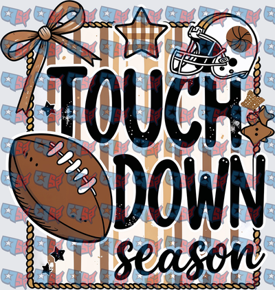 Touchdown Season Football Helmet Bow Rope Border (DTF)