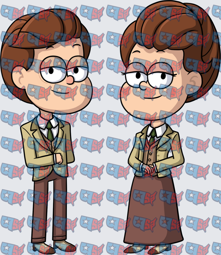 Nerdy Couple In Brown Blazers And Glasses (DTF)