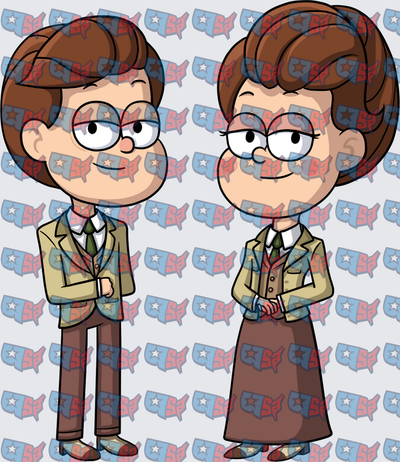 Nerdy Couple In Brown Blazers And Glasses (DTF)