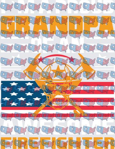 Proud Grandpa Of An Awesome Firefighter American Flag Skull (DTF)