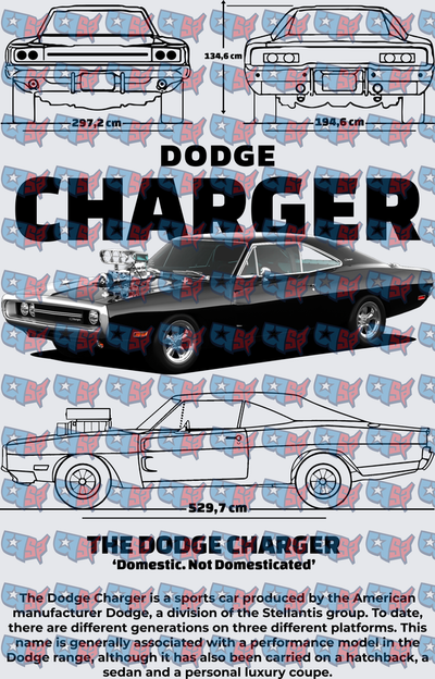 Classic American Muscle Car Blueprint Specs Graphic (DTF)