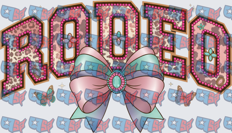 Rodeo Leopard Print Rhinestone Bow Butterfly Design (DTF)