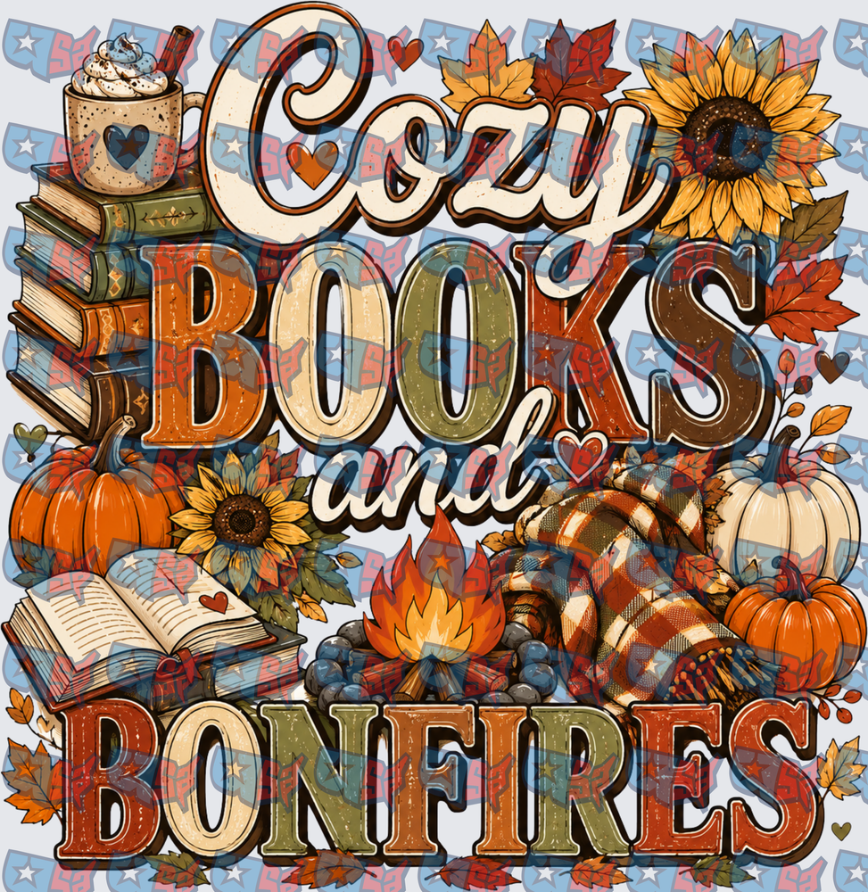 Cozy Books and Bonfires Fall Autumn Design (DTF)