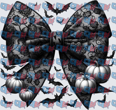 Gothic Lace Bow Skeleton Hands Bats Pumpkins (DTF)