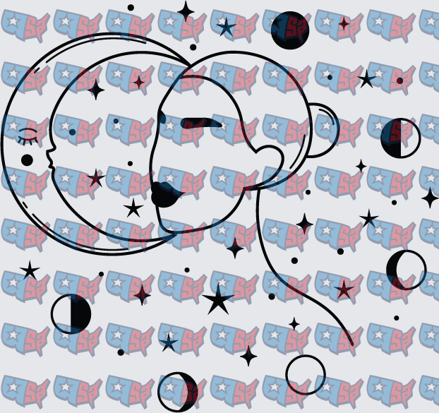 Celestial Moon Face With Stars And Moon Phases (DTF)