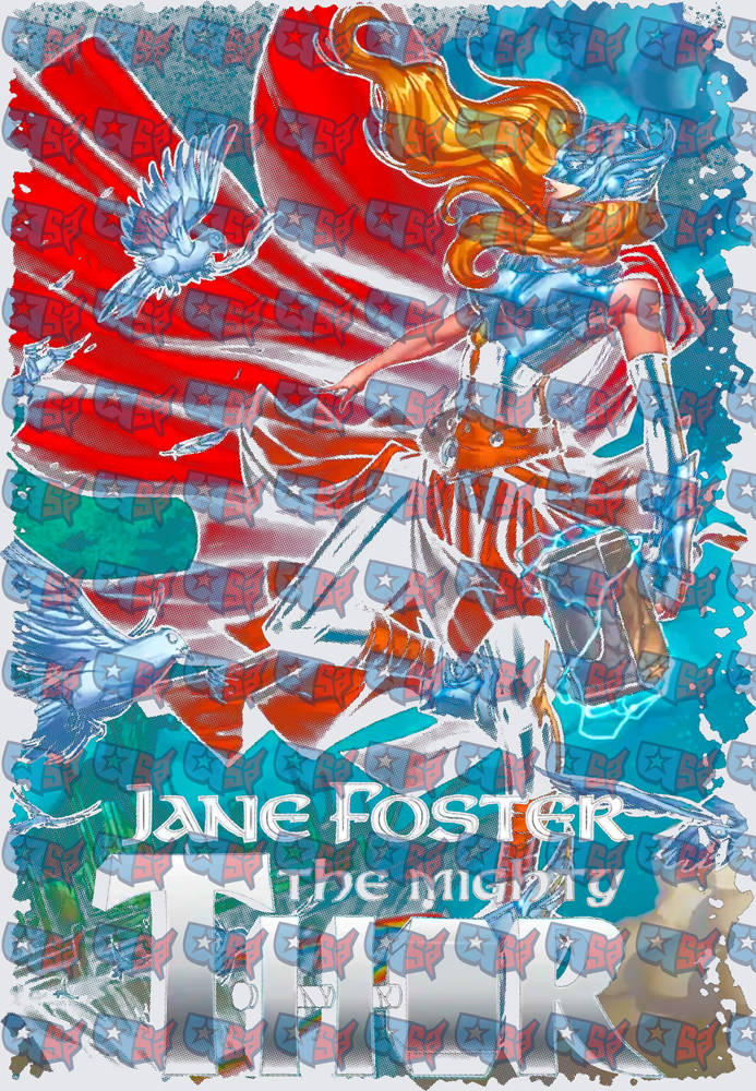 Jane Foster The Mighty Thor Patriotic Comic Art (DTF)