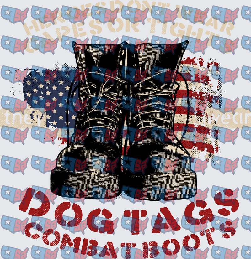Dog Tags Combat Boots American Flag Patriotic (DTF)