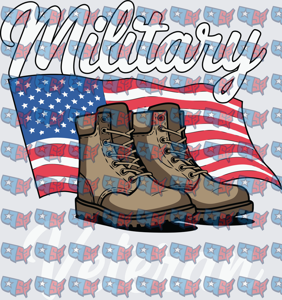Military Script Combat Boots American Flag Design (DTF)