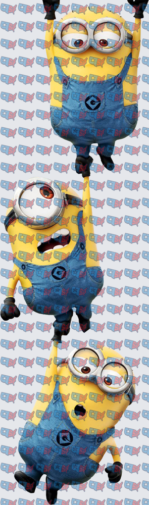 Three Yellow Minion Characters Tumbling Falling Poses (DTF)