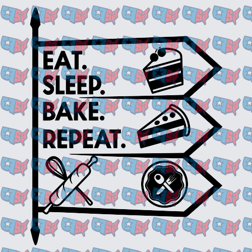 Eat Sleep Bake Repeat Arrow Sign Baker (DTF)