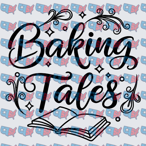 Baking Tales Script Text With Open Book (DTF)