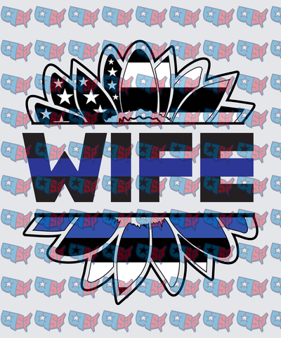 Thin Blue Line Sunflower Split Wife Design (DTF)