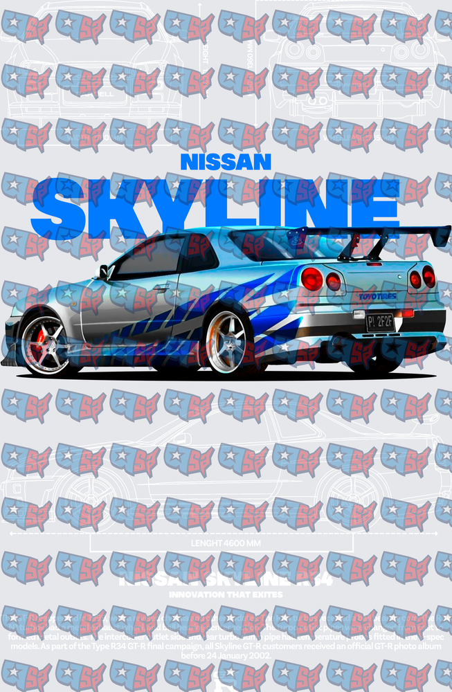 Nissan Skyline R34 GT-R Blue Racing Livery (DTF)