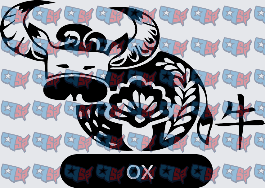 Chinese Zodiac Ox Floral Papercut Style (DTF)