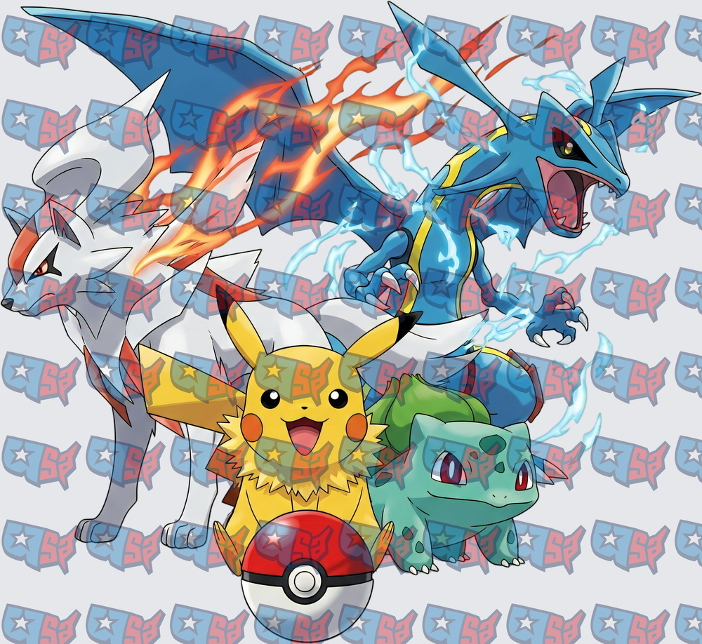 Pikachu Bulbasaur Lucario Mega Charizard X Pokemon Squad (DTF)