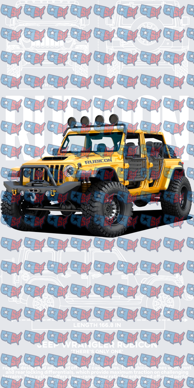 Yellow Off-Road 4x4 Rubicon Jeep Illustration (DTF)
