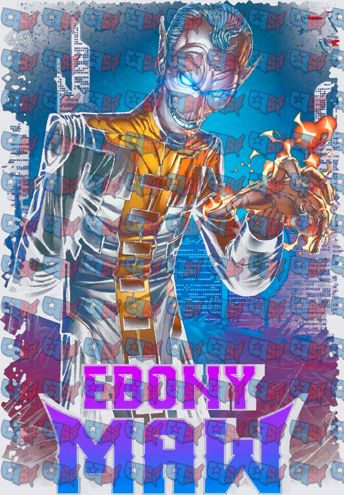 Ebony Maw Glowing Eyes Fire Comic Art (DTF)