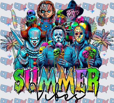 Horror Icons Summer Vibes Tropical Skull Ice Cream (DTF)