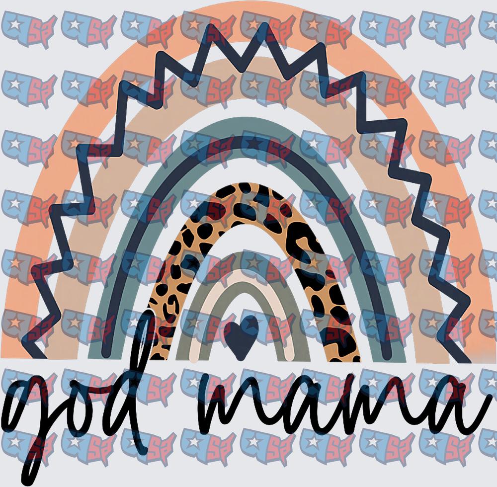 God Mama Boho Leopard Rainbow Heart Design (DTF)