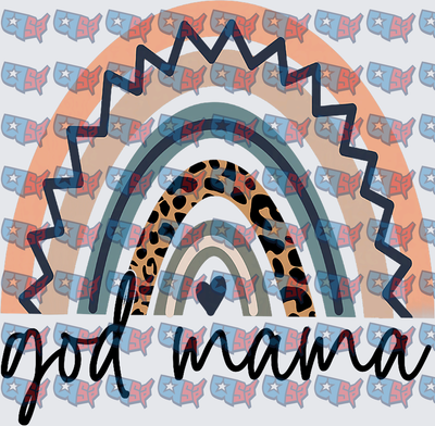 God Mama Boho Leopard Rainbow Heart Design (DTF)