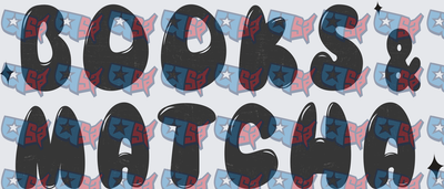 Books & Matcha Bold Retro Typography Stars (DTF)