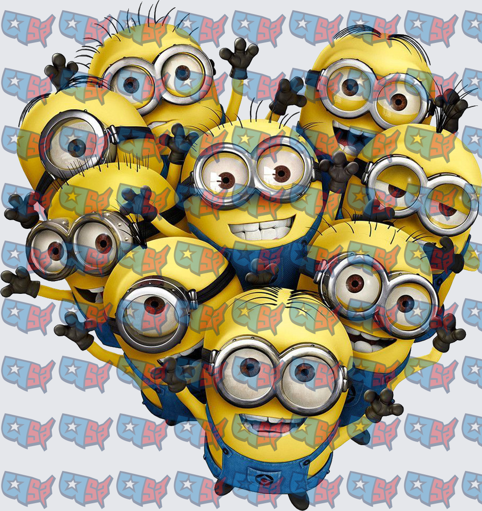 Yellow Minion Characters Heart Shaped Group Pile (DTF)