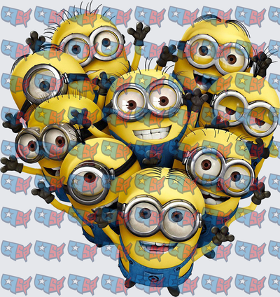 Yellow Minion Characters Heart Shaped Group Pile (DTF)