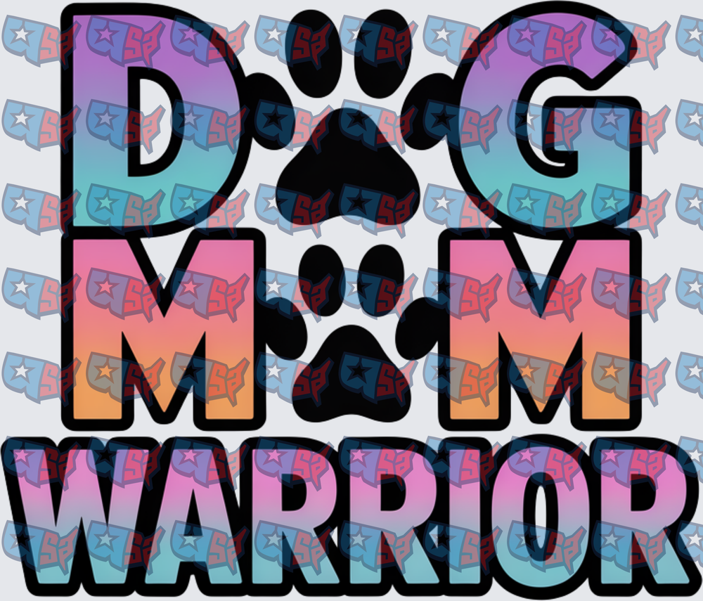 Dog Mom Warrior Paw Print Colorful Gradient (DTF)