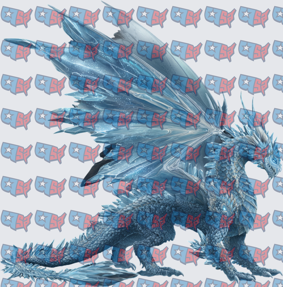 Frost Ice Crystal Dragon With Feathered Wings (DTF)