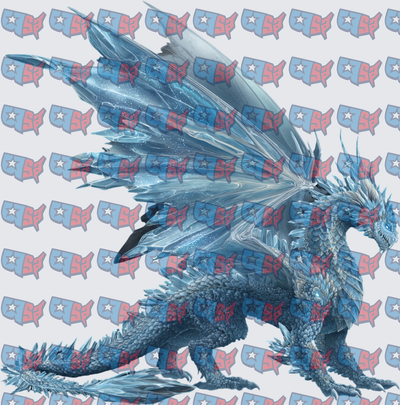Frost Ice Crystal Dragon With Feathered Wings (DTF)