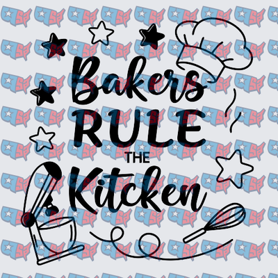 Bakers Rule The Kitchen Stars Chef Hat Whisk Design (DTF)