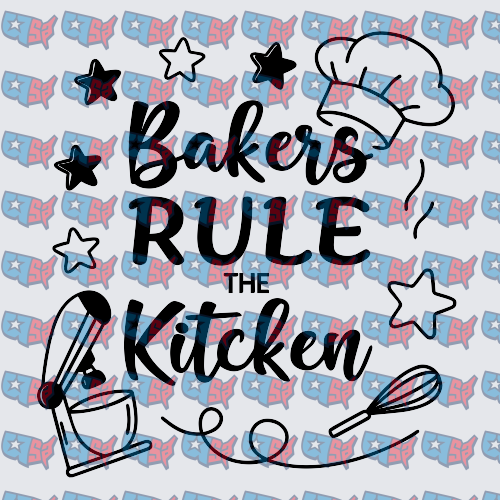 Bakers Rule The Kitchen Stars Chef Hat Whisk Design (DTF)
