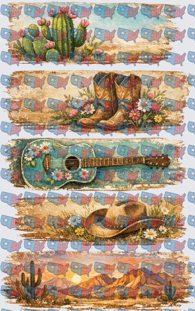 Western Desert Cowgirl Five Panel Strip Set (DTF)